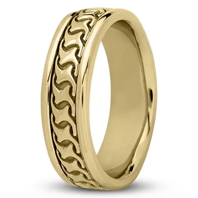 10K yellow gold 7mm. high polish Modern-Handcrafted-Wedding-Ring - alternate view 4 thumbnail