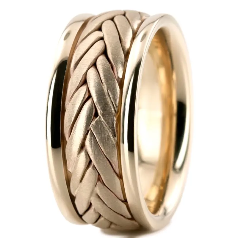 platinum 10mm. cross satin Double-Line-Braided-Wedding-Band - alternate view 7