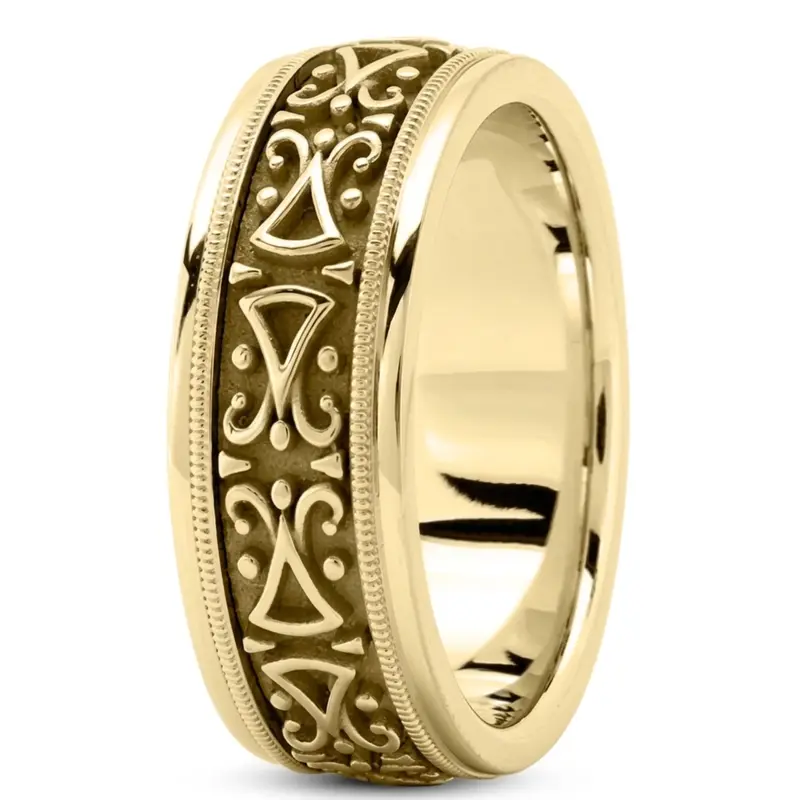 10K yellow gold 8mm. high polish Exquisite-Handmade-Wedding-Ring - alternate view 3