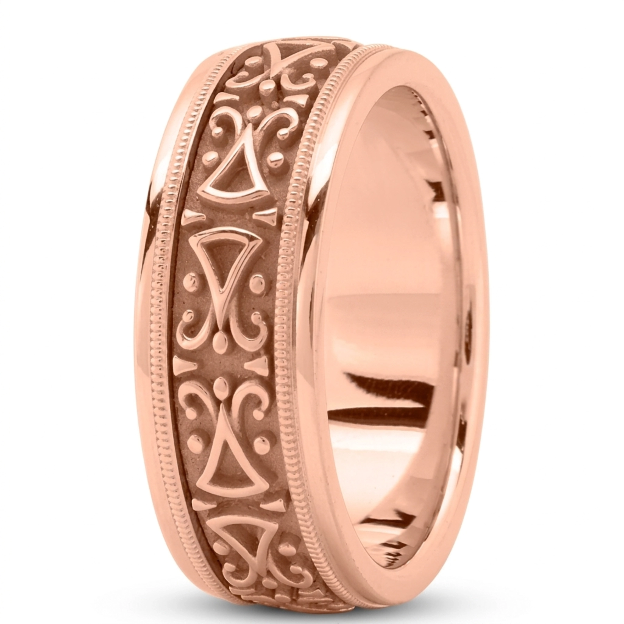18K pink gold 8mm. high polish Exquisite-Handmade-Wedding-Ring - alternate view 5