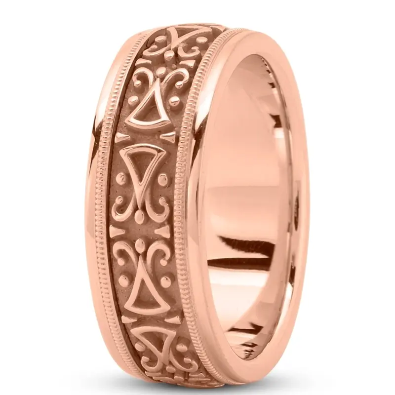10K pink gold 8mm. high polish Exquisite-Handmade-Wedding-Ring - alternate view 5