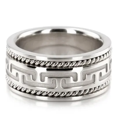 10K white gold 8.5mm. high polish hand-made-modern-wedding-band - alternate view 2 thumbnail