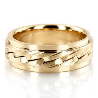 10K yellow gold 7mm. satin Zig-Zag-Cut-Handcrafted-Wedding-Band - alternate view 2 thumbnail