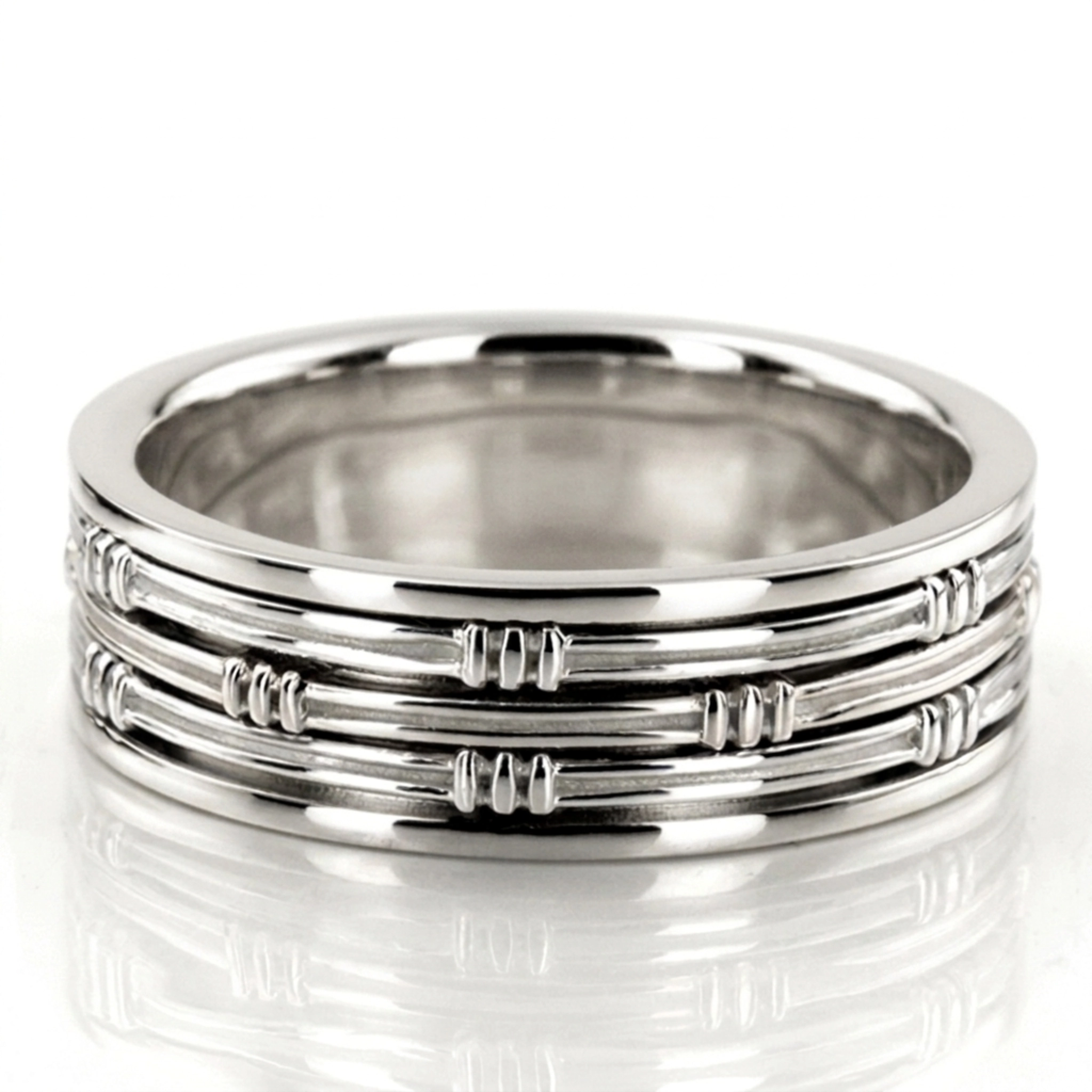 platinum 8mm. high polish hand-made-contemporary-wedding-band - main view