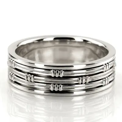 platinum 8mm. high polish hand-made-contemporary-wedding-band - main view thumbnail
