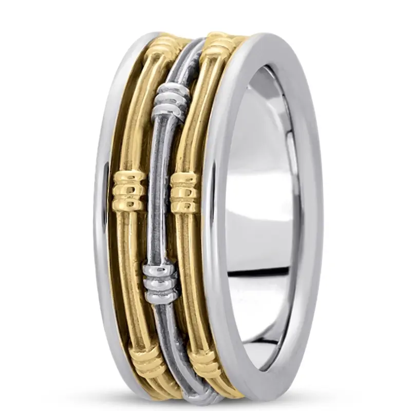 10K w-y-w-y-w gold 8mm. high polish hand-made-contemporary-wedding-band - alternate view 4