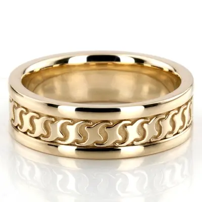10K yellow gold 7mm. high polish Modern-Handcrafted-Wedding-Ring - alternate view 3 thumbnail