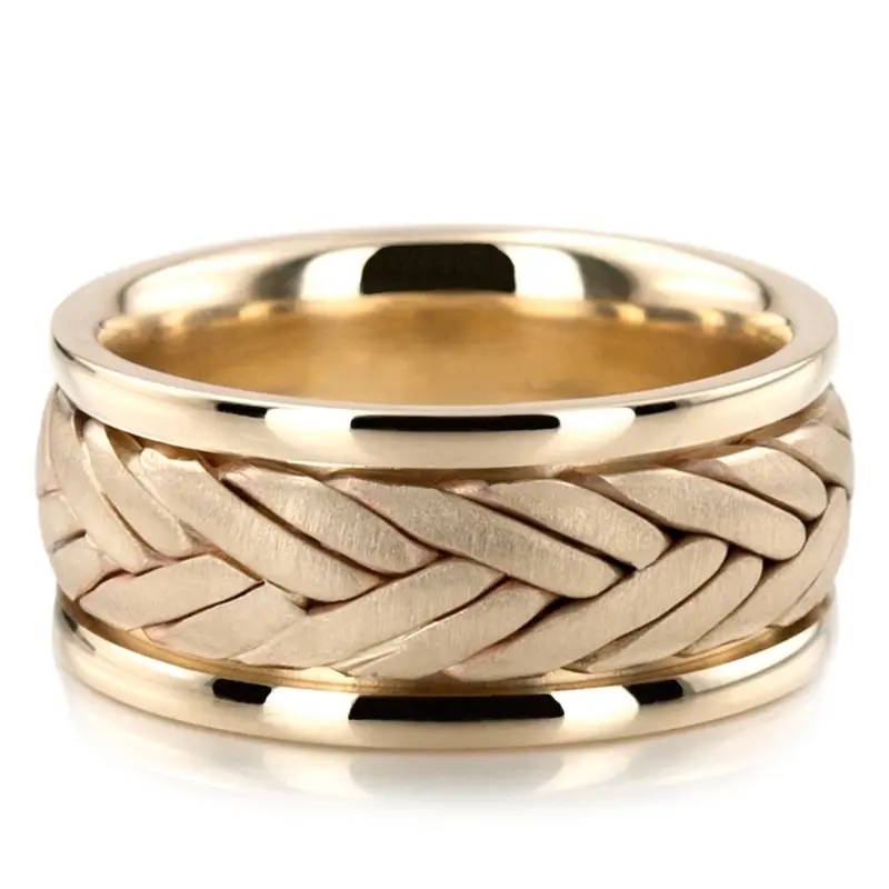 platinum 10mm. cross satin Double-Line-Braided-Wedding-Band - alternate view 3