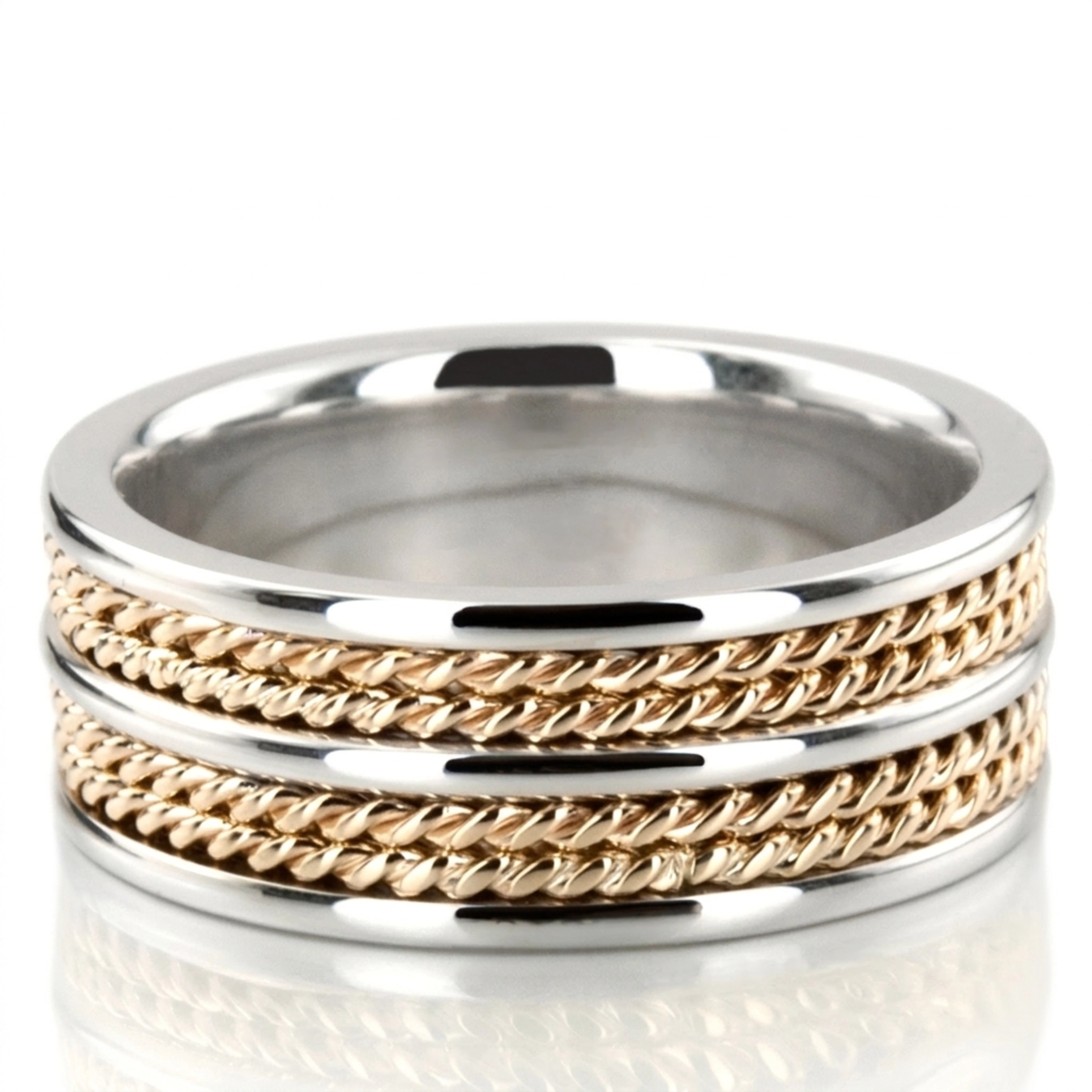 10K w-y-w-y-w gold 8mm. high polish hand-made-wedding-ring - main view