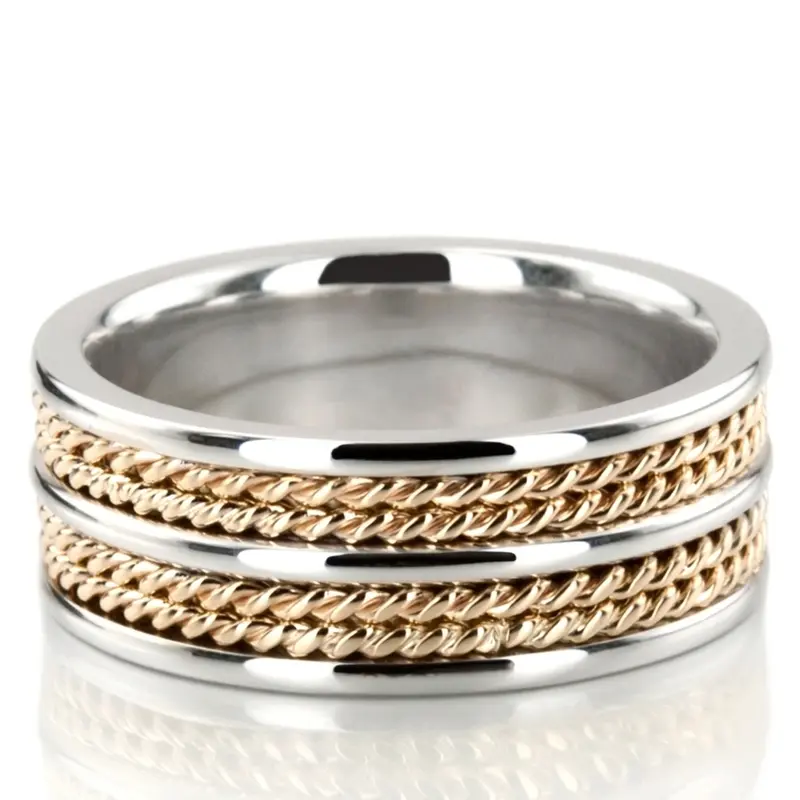 10K w-y-w-y-w gold 8mm. high polish hand-made-wedding-ring - main view