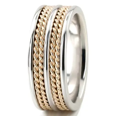 Double-braided Two-Tone Hand Woven Wedding Band  1 - view 5 of 5