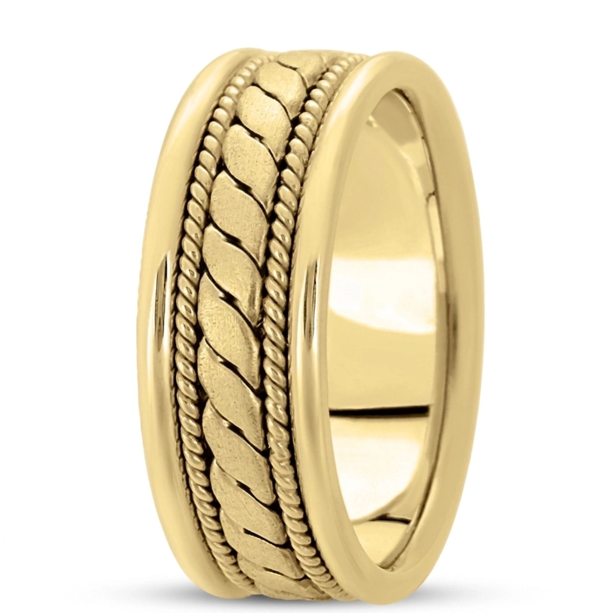10K yellow gold 8mm. satin finish hand-made-hand-woven-wedding-band - alternate view 6