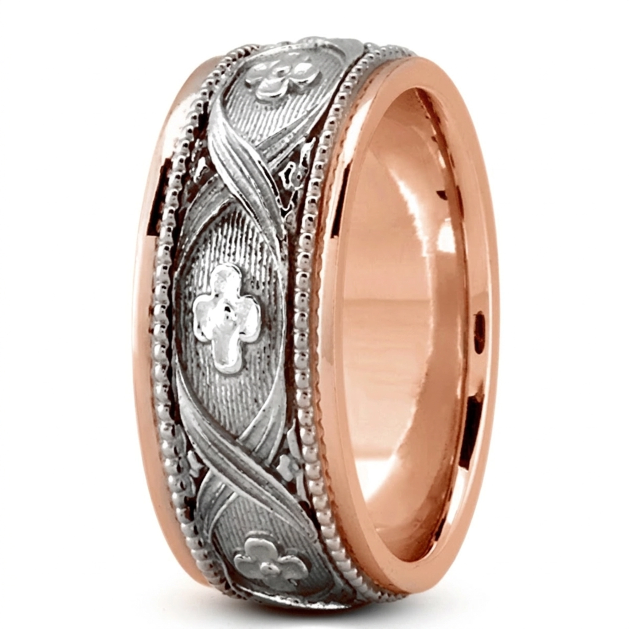 10K pink-white-pink gold 8mm. same as picture Elegant-Hang-Crafted-Wedding-Ring - alternate view 8