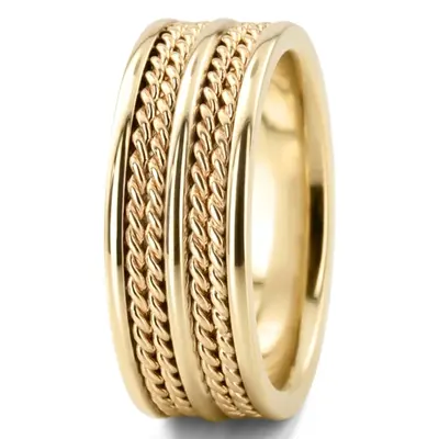 Double-braided Two-Tone Hand Woven Wedding Band  1 - view 4 of 5