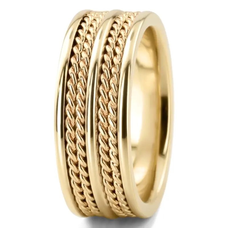 10K yellow gold 8mm. high polish hand-made-wedding-ring - alternate view 4