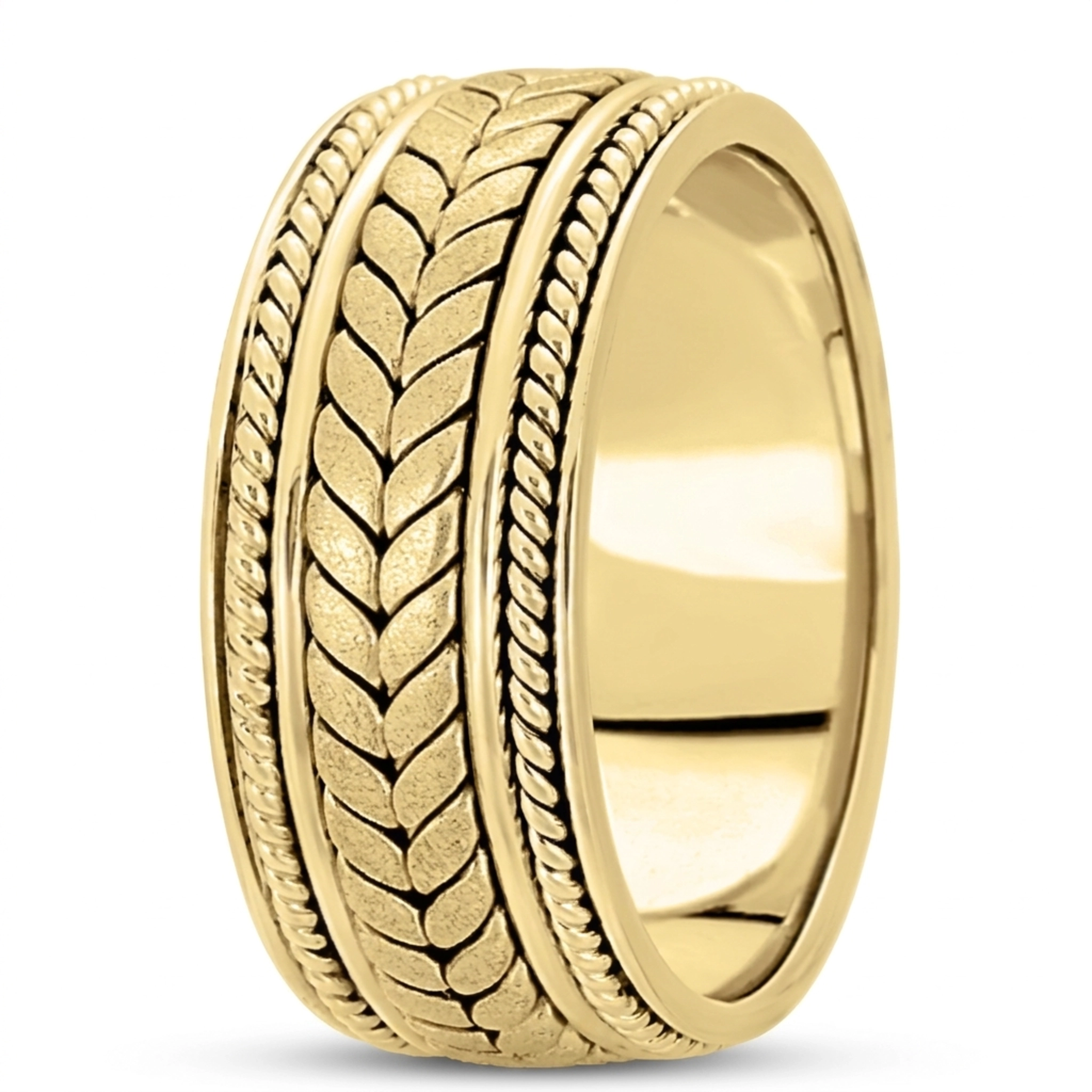 10K yellow gold 9mm. satin hand-made-woven-wedding-band - alternate view 6