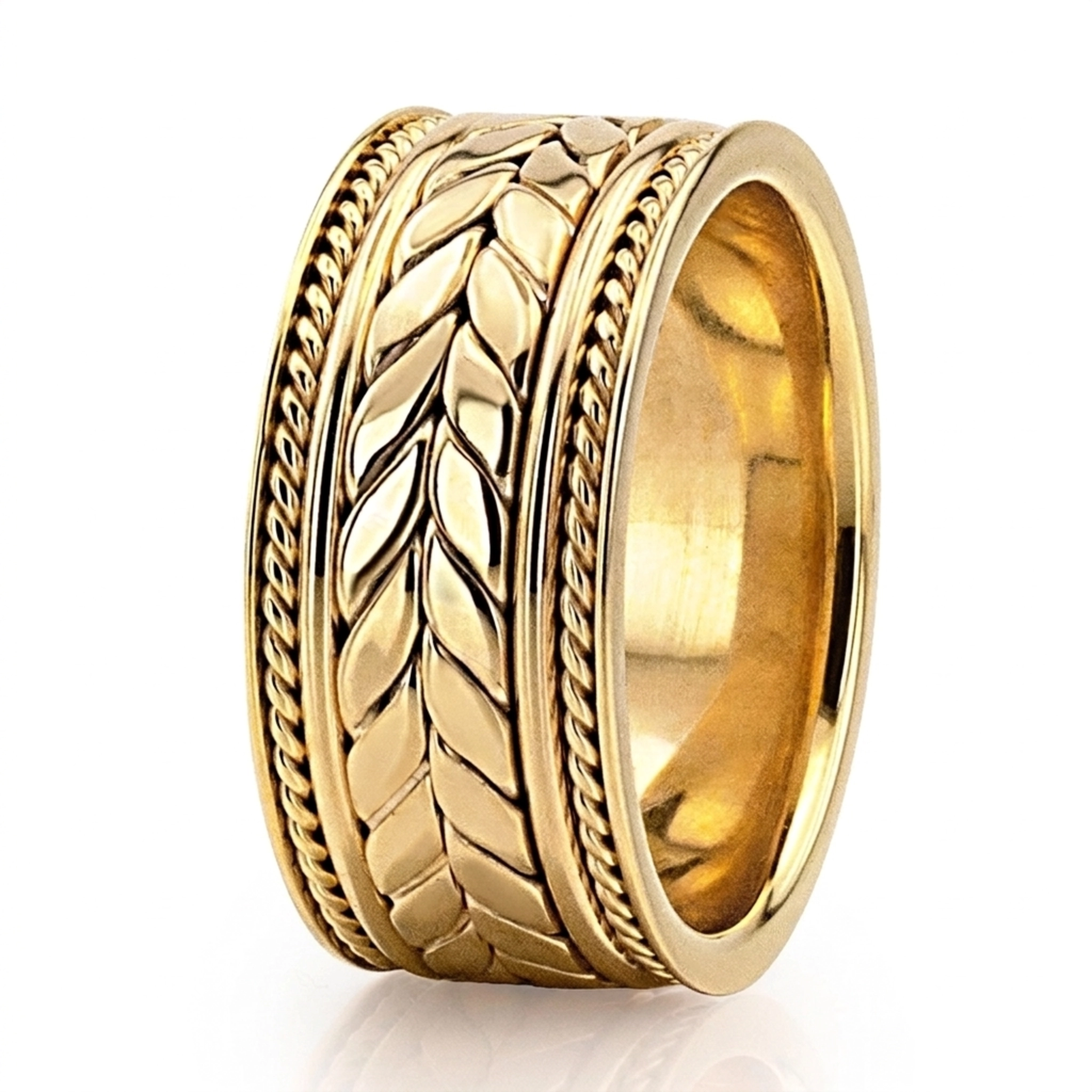 10K yellow gold 10mm. shiny finish hand-made-woven-wedding-band - alternate view 12