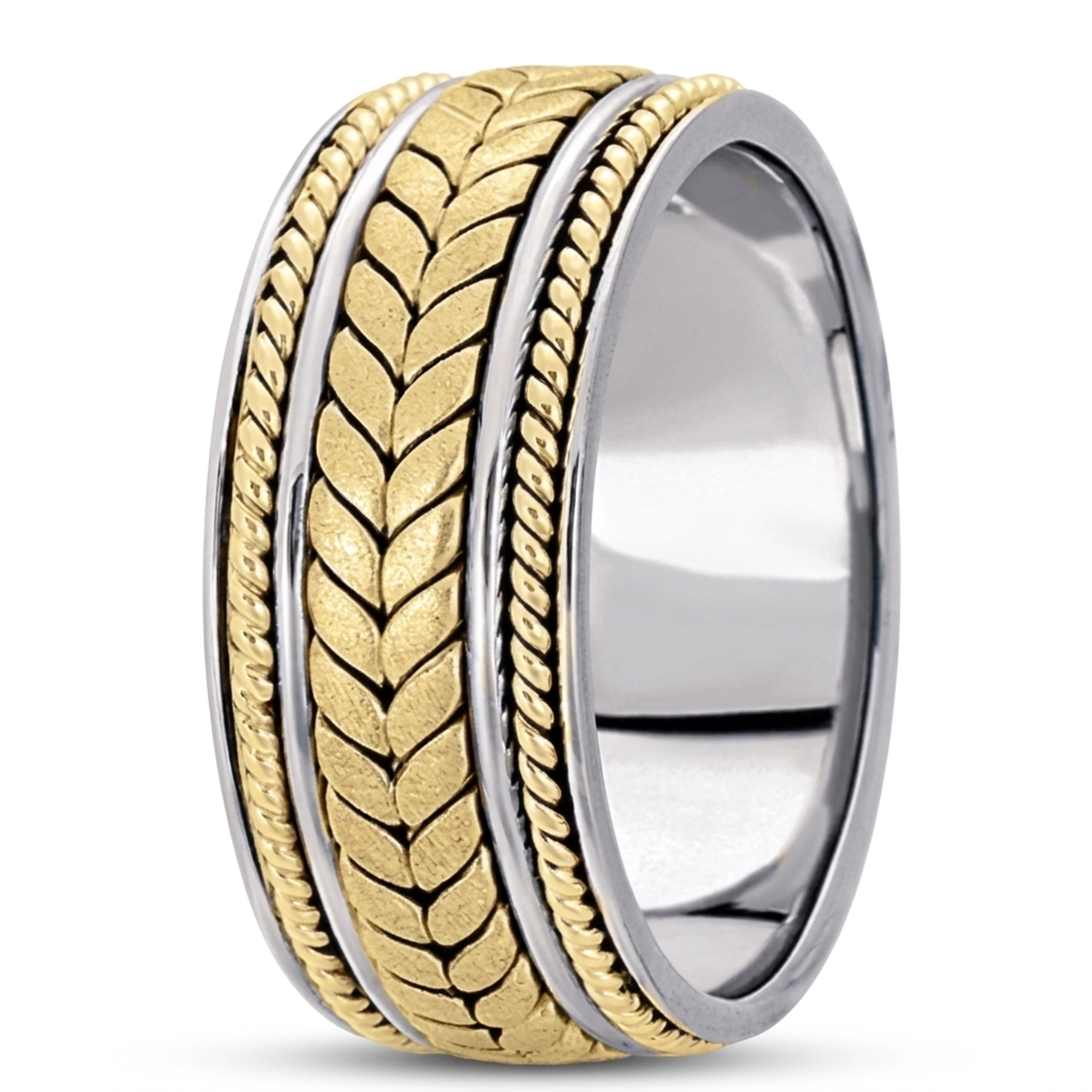 10K w-y-w-y-w-y-w gold 9mm. satin hand-made-woven-wedding-band - alternate view 9