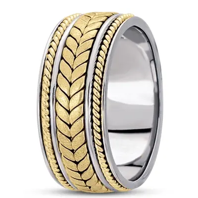 10K w-y-w-y-w-y-w gold 9mm. satin hand-made-woven-wedding-band - alternate view 9 thumbnail