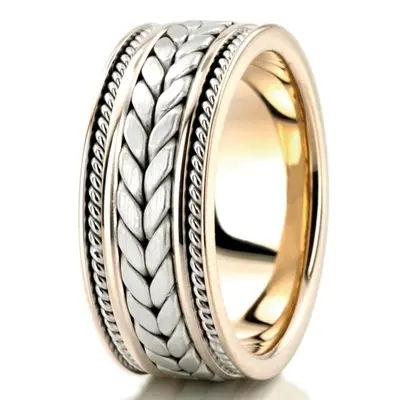10K y-w-y-w-y-w-y gold 9mm. satin hand-made-woven-wedding-band - alternate view 10 thumbnail