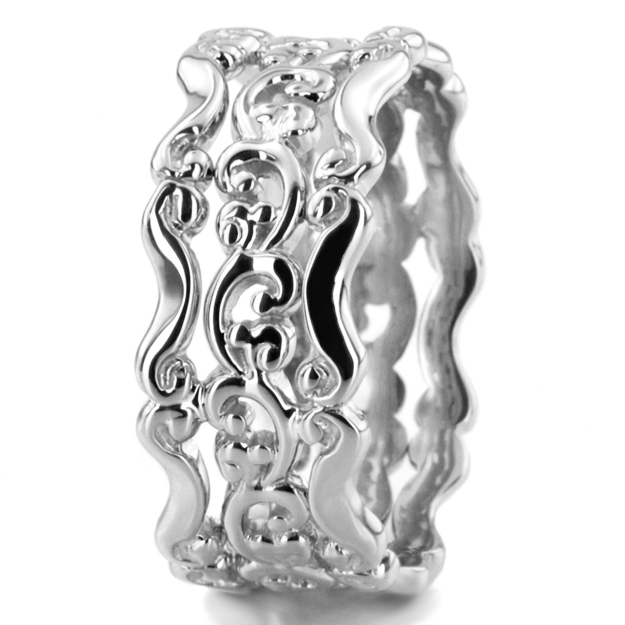 10K white gold 9mm. high polish antique-handmade-wedding-band - alternate view 6