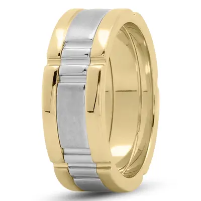 10K yellow-white-yellow gold 8mm. satin rolex-lock-wedding-ring - alternate view 6 thumbnail