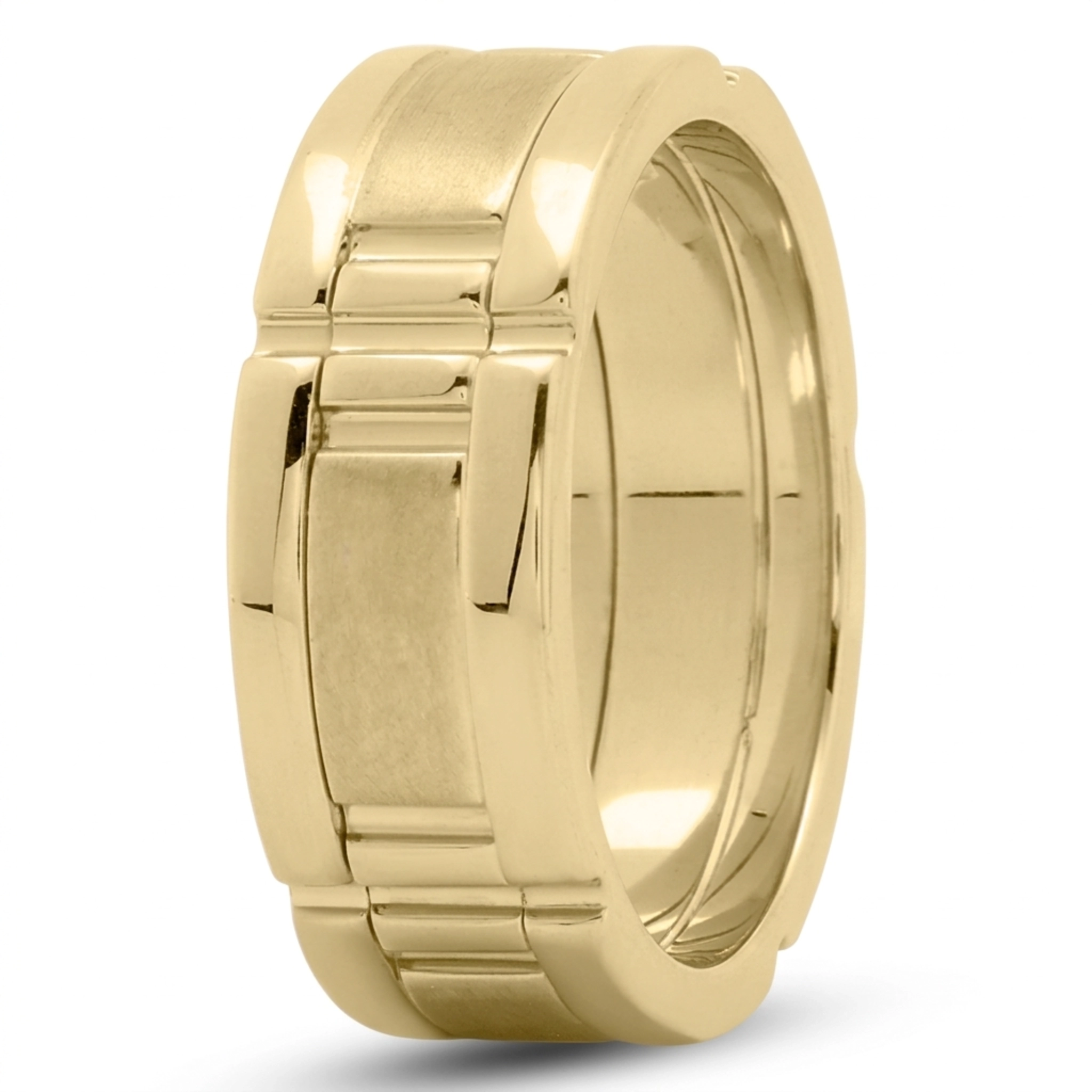 10K yellow gold 8mm. satin rolex-lock-wedding-ring - alternate view 5