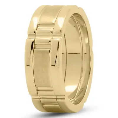 10K yellow gold 8mm. satin rolex-lock-wedding-ring - alternate view 5 thumbnail