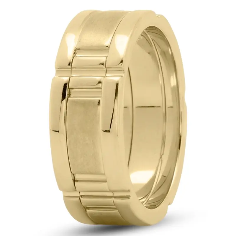 10K yellow gold 8mm. satin rolex-lock-wedding-ring - alternate view 5