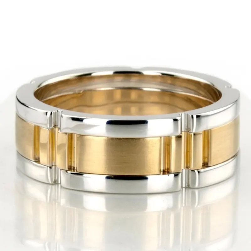 10K white-yellow-white gold 8mm. satin rolex-lock-wedding-ring - main view