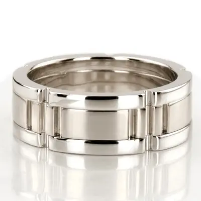 10K white gold 8mm. satin rolex-lock-wedding-ring - alternate view 2 thumbnail