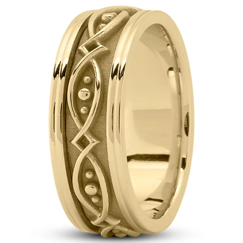 14K yellow gold 8mm. high polish elegant-handmade-wedding-ring - alternate view 3
