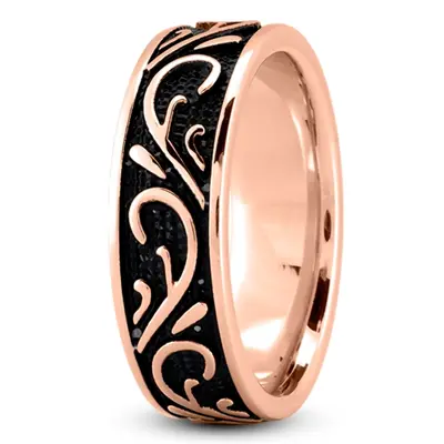 10K pink gold 8mm. high polish Black-Nano-Floral-Exclusive-Wedding-Band - alternate view 5 thumbnail
