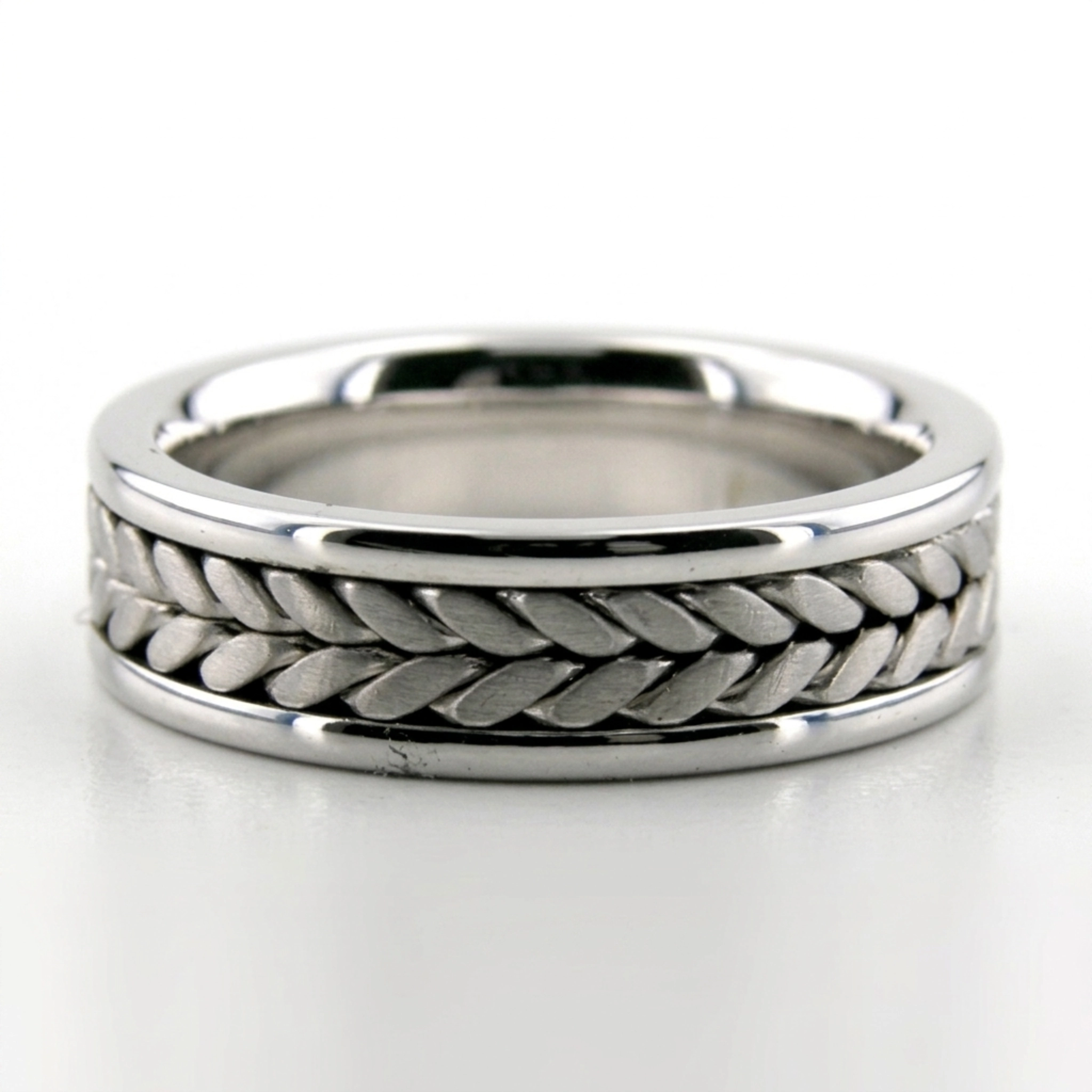10K white gold 6mm. satin finish hand-made-wedding-band - alternate view 4