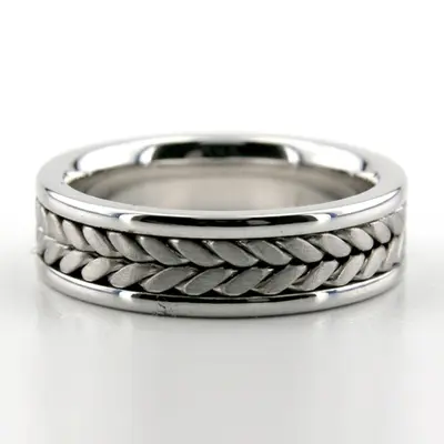 10K white gold 6mm. satin finish hand-made-wedding-band - alternate view 4 thumbnail
