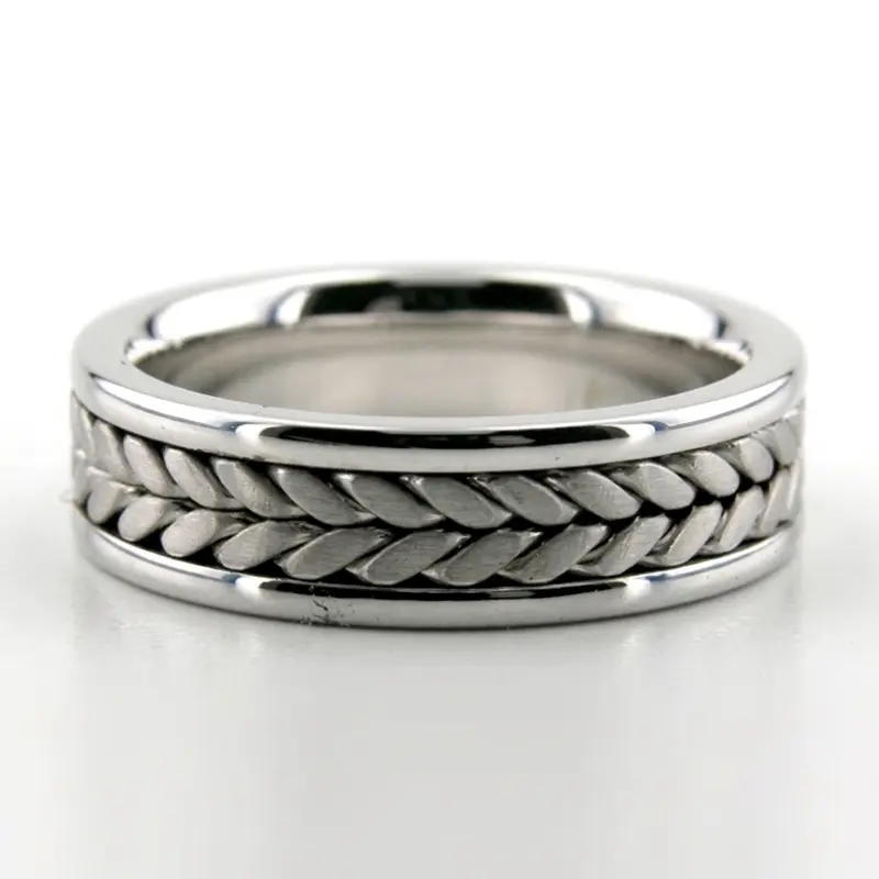 10K white gold 6mm. satin finish hand-made-wedding-band - alternate view 4