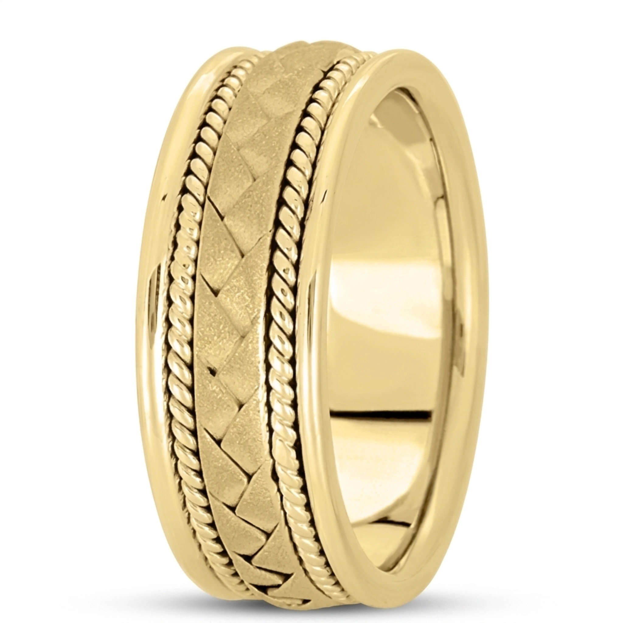 10K yellow gold 8mm. sand blast hand-made-woven-wedding-band - alternate view 6