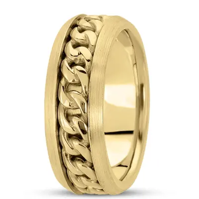 10K yellow gold 8mm. high polish hand-made-hand-woven-wedding-band - alternate view 7 thumbnail