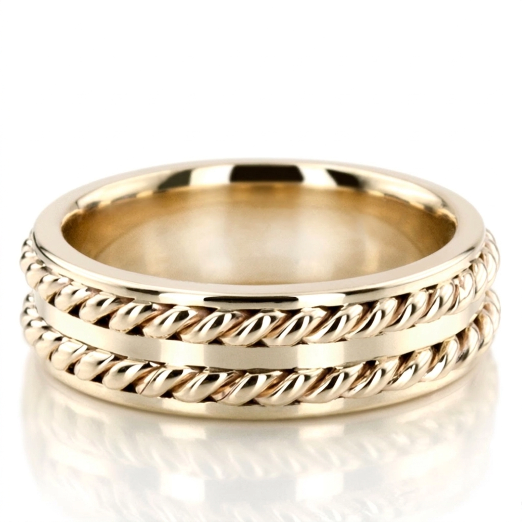 10K yellow gold 7.5mm. high polish hand-made-wedding-ring - alternate view 2