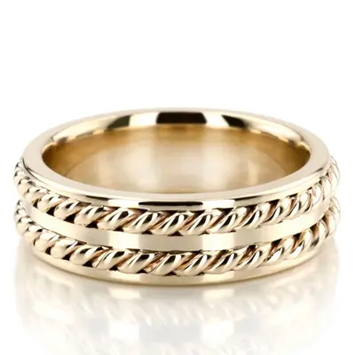 10K yellow gold 7.5mm. high polish hand-made-wedding-ring - alternate view 2 thumbnail