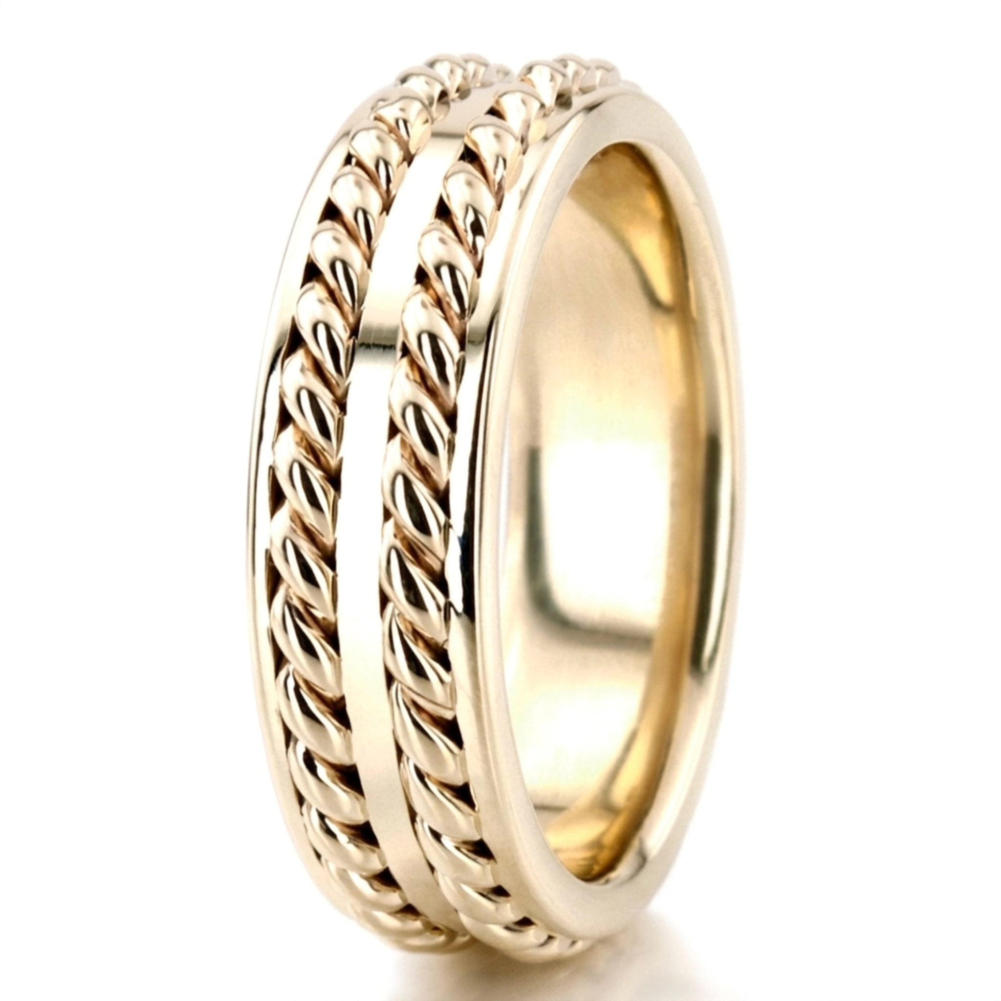10K yellow gold 7.5mm. high polish hand-made-wedding-ring - alternate view 4
