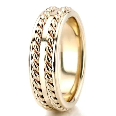 10K yellow gold 7.5mm. high polish hand-made-wedding-ring - alternate view 4 thumbnail