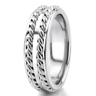 10K white gold 7.5mm. high polish hand-made-wedding-ring - alternate view 3 thumbnail