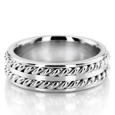 10K white gold 7.5mm. high polish hand-made-wedding-ring - main view thumbnail