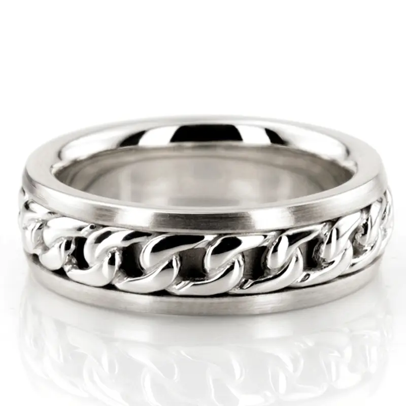 10K white gold 7mm. high polish hand-made-hand-woven-wedding-band - alternate view 3