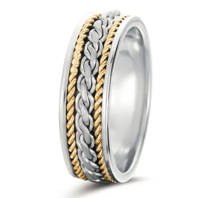 10K w-y-w-y-w gold 7mm. satin hand-made-braided-wedding-ring - alternate view 9 thumbnail