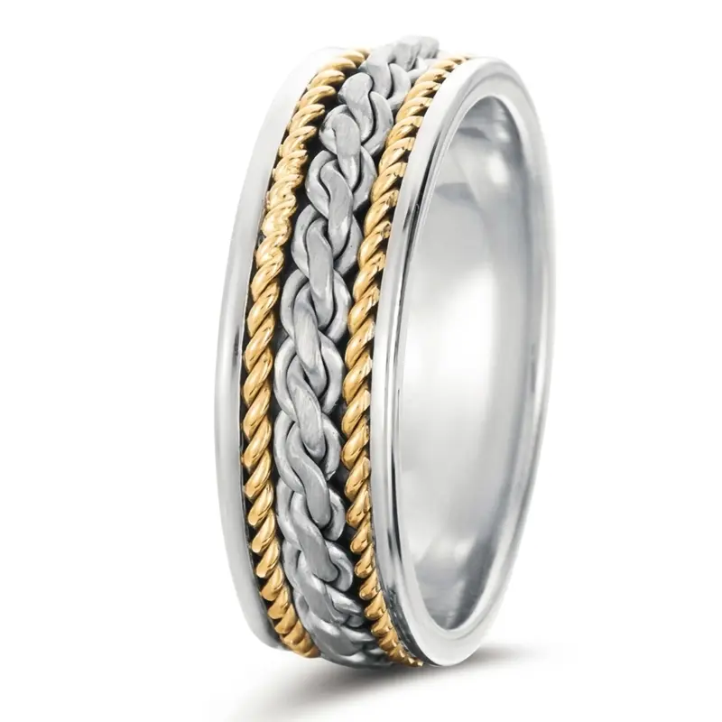 10K w-y-w-y-w gold 7mm. satin hand-made-braided-wedding-ring - alternate view 9