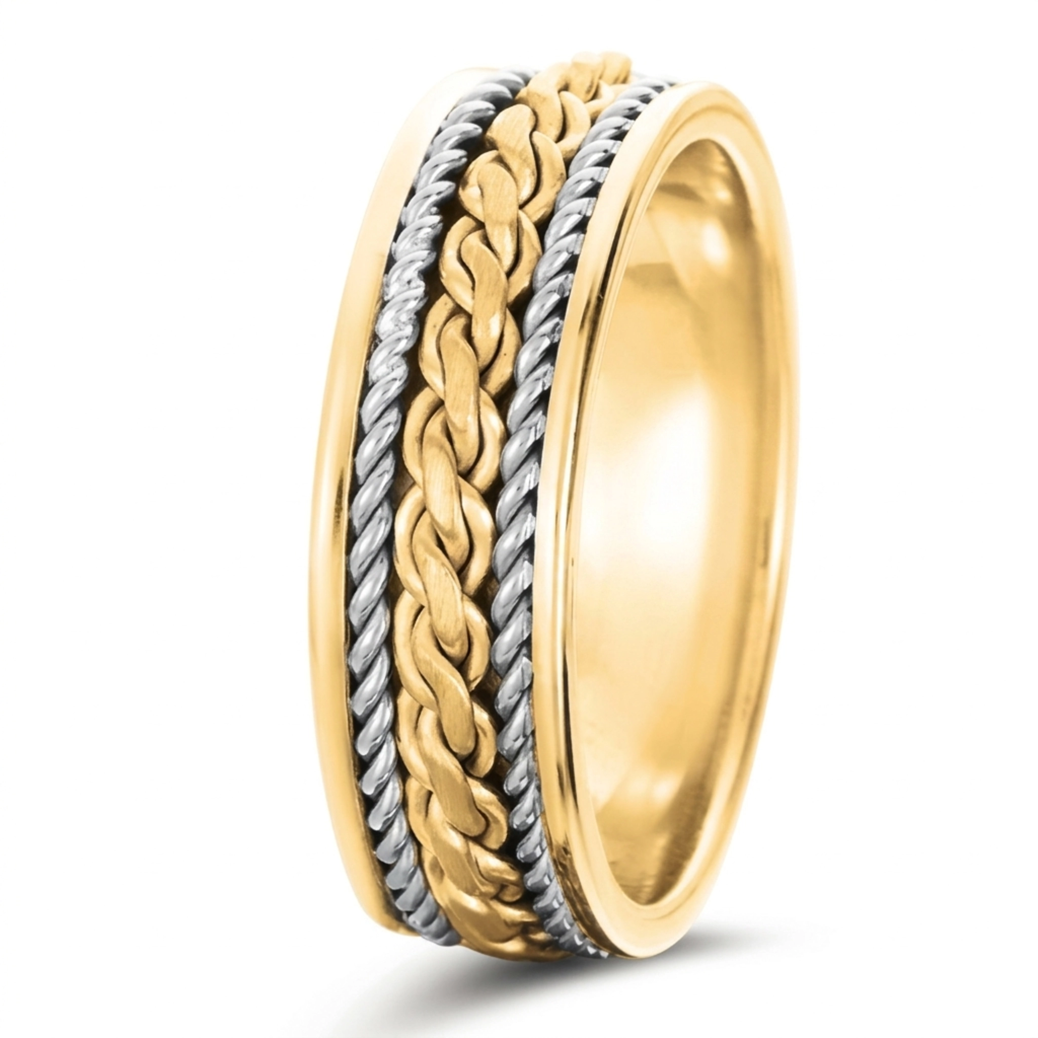 10K y-w-y-w-y gold 7mm. satin hand-made-braided-wedding-ring - alternate view 7