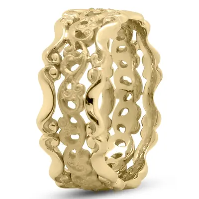 10K yellow gold 9mm. satin antique-handmade-wedding-band - alternate view 3 thumbnail