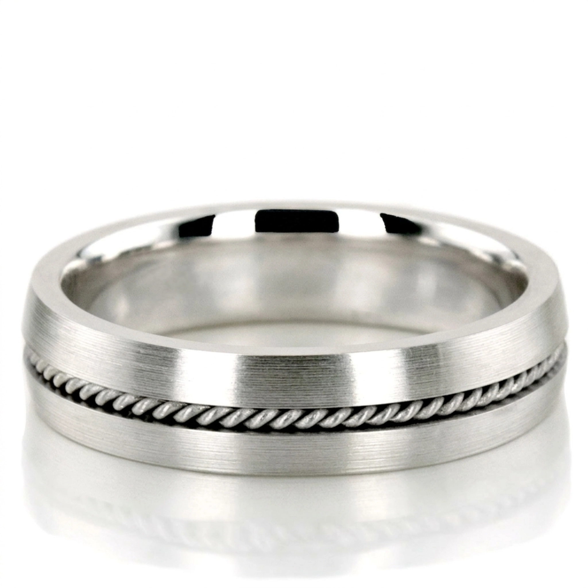 10K white gold 5mm. satin finish hand-made-wedding-ring - alternate view 2